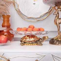 Фруктовница Черепаха Бронза со стеклянной чашей