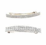 Заколка автомат французская весенняя заколка-автомат для волос. Со стразами в три ряда. Цвет серебро.