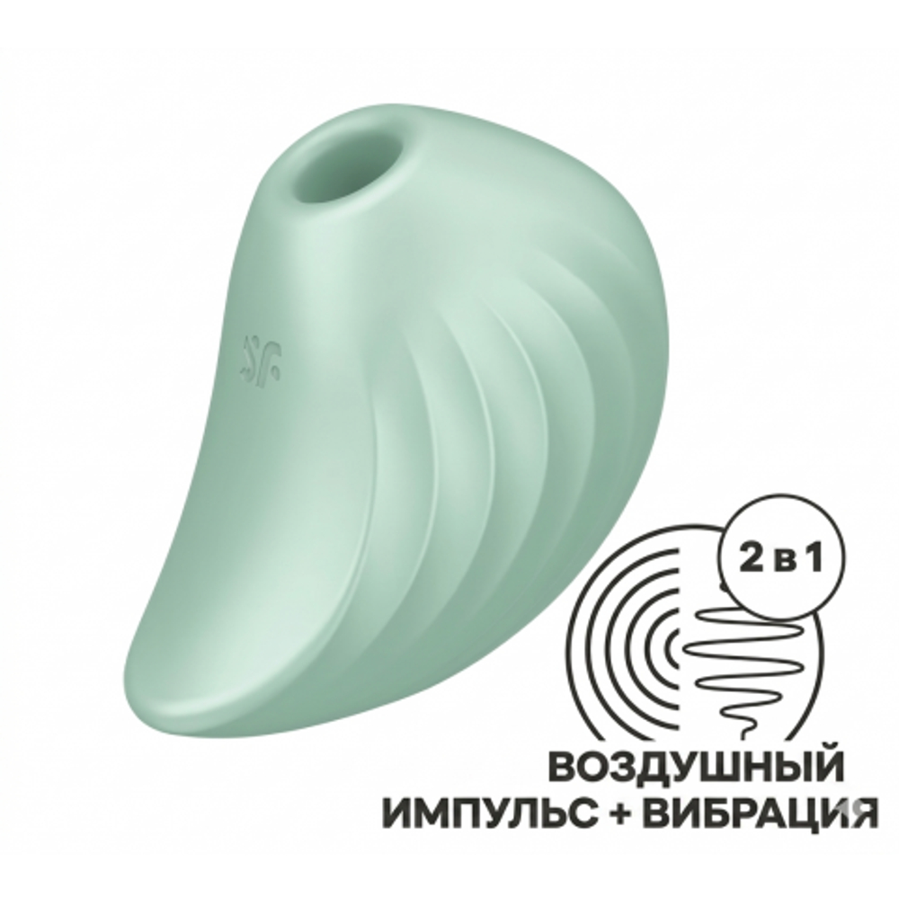 Вакуумный клиторальный стимулятор с вибрацией Pearl Diver Satisfyer ментоловый