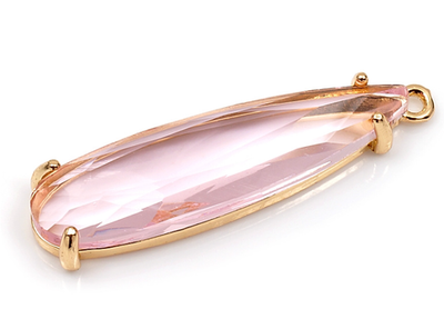 233646-рз Подвеска "Капля" в огранке 33*8мм, розовый, позолота