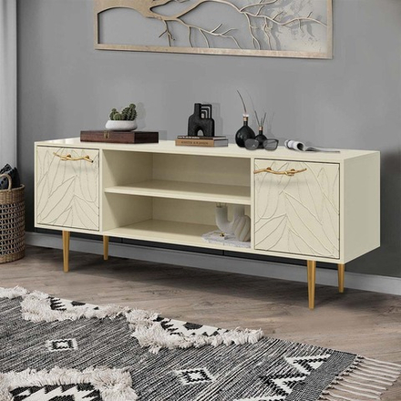 Тумба под ТВ Арт Колор leaves 155см Стайл Голд Серый шелк