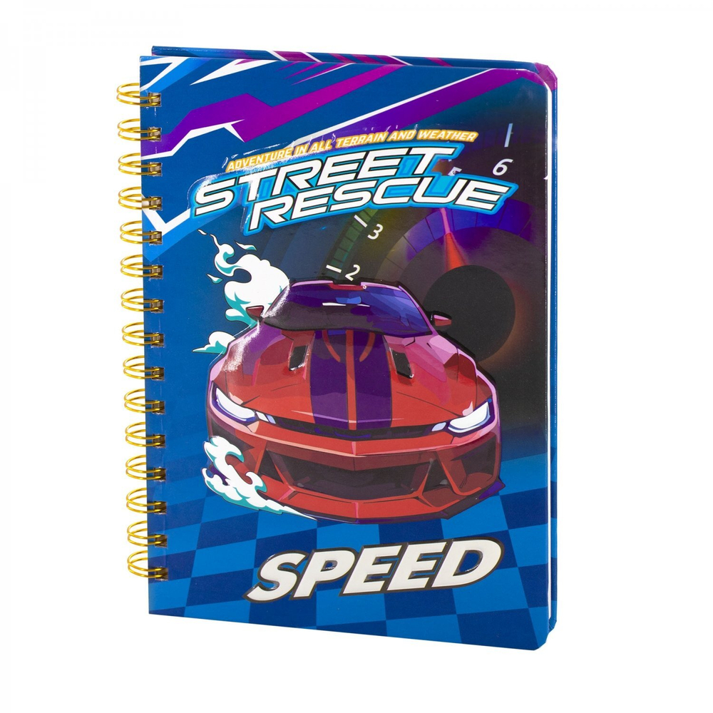 Блокнот 14,5 см * 21 см, гребень, Alingar, ламинация, конгрев, эффект 3D, клетка, 80 л., "Гонки"