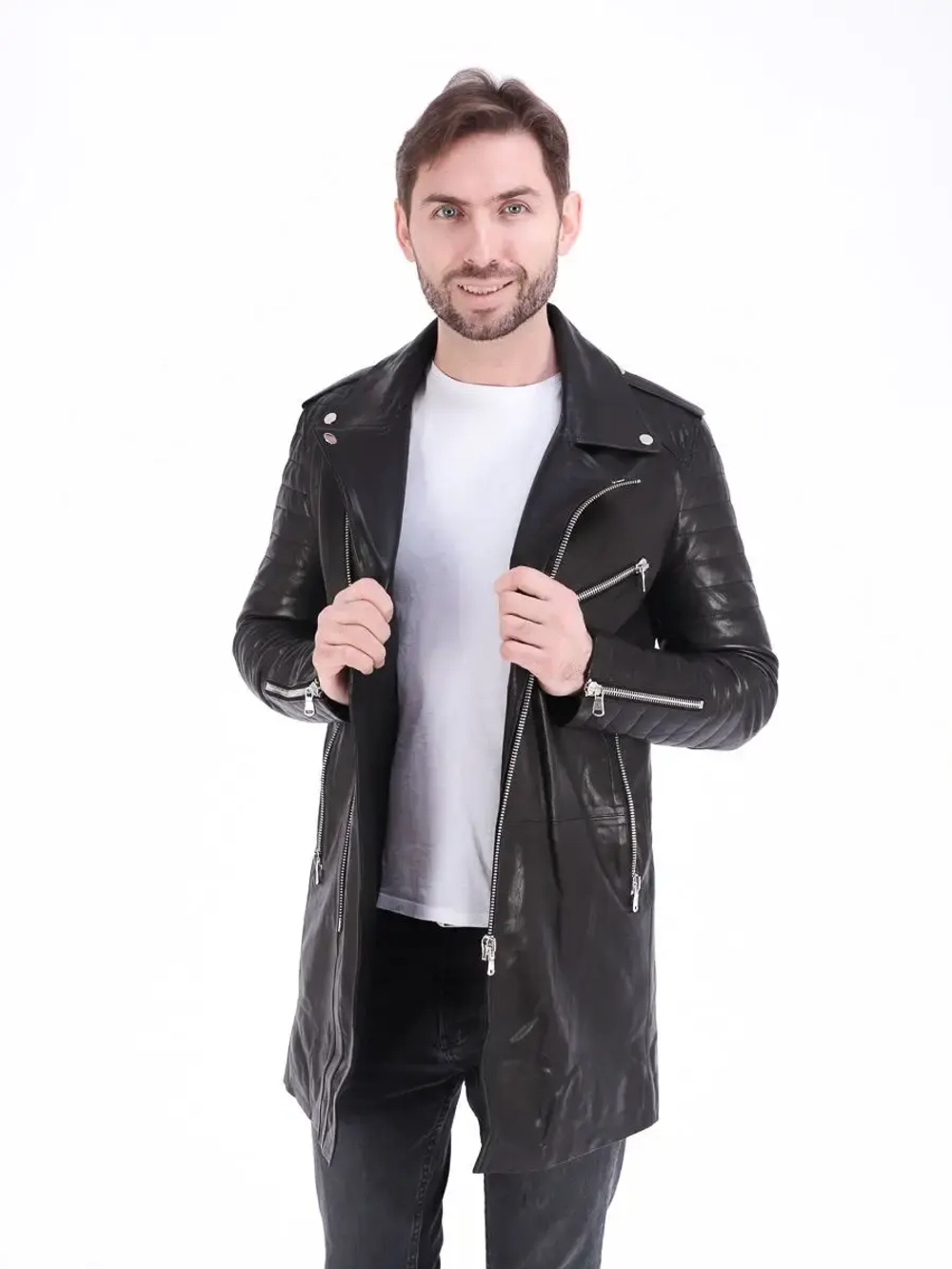 Плащ мужской кожаный, куртка мужская