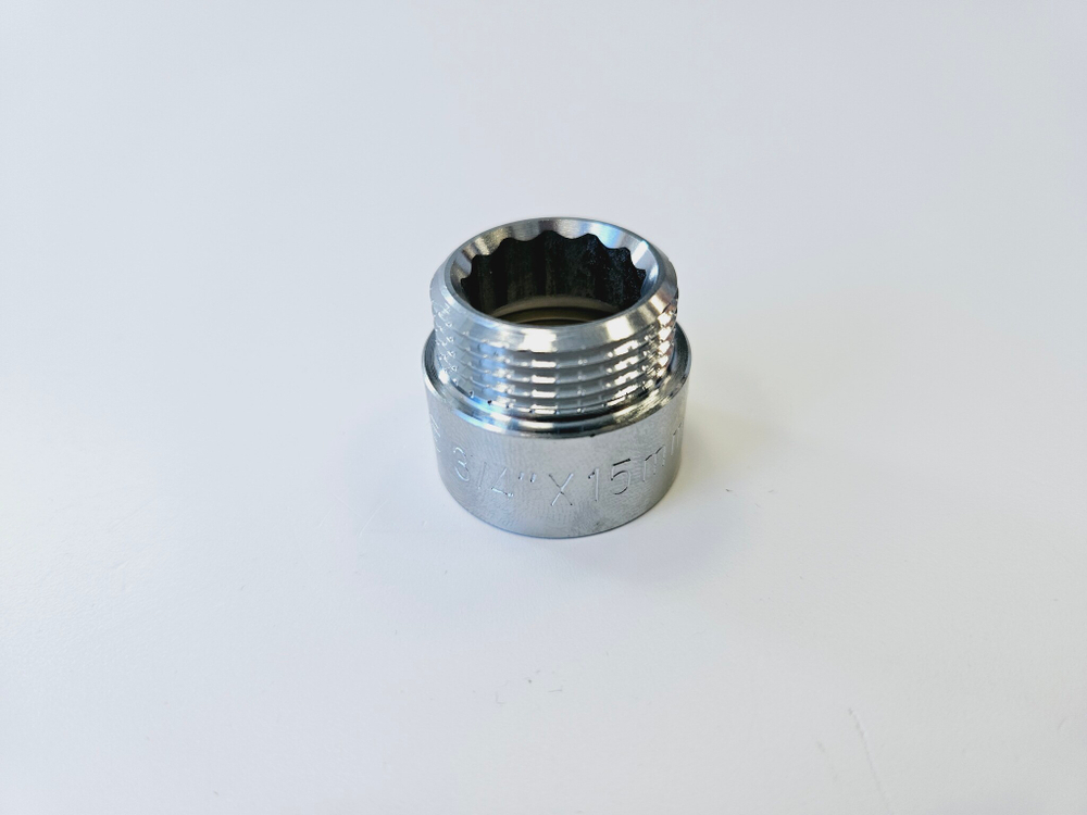 Удлинитель резьбы 3/4", L15мм (латунь-хром)