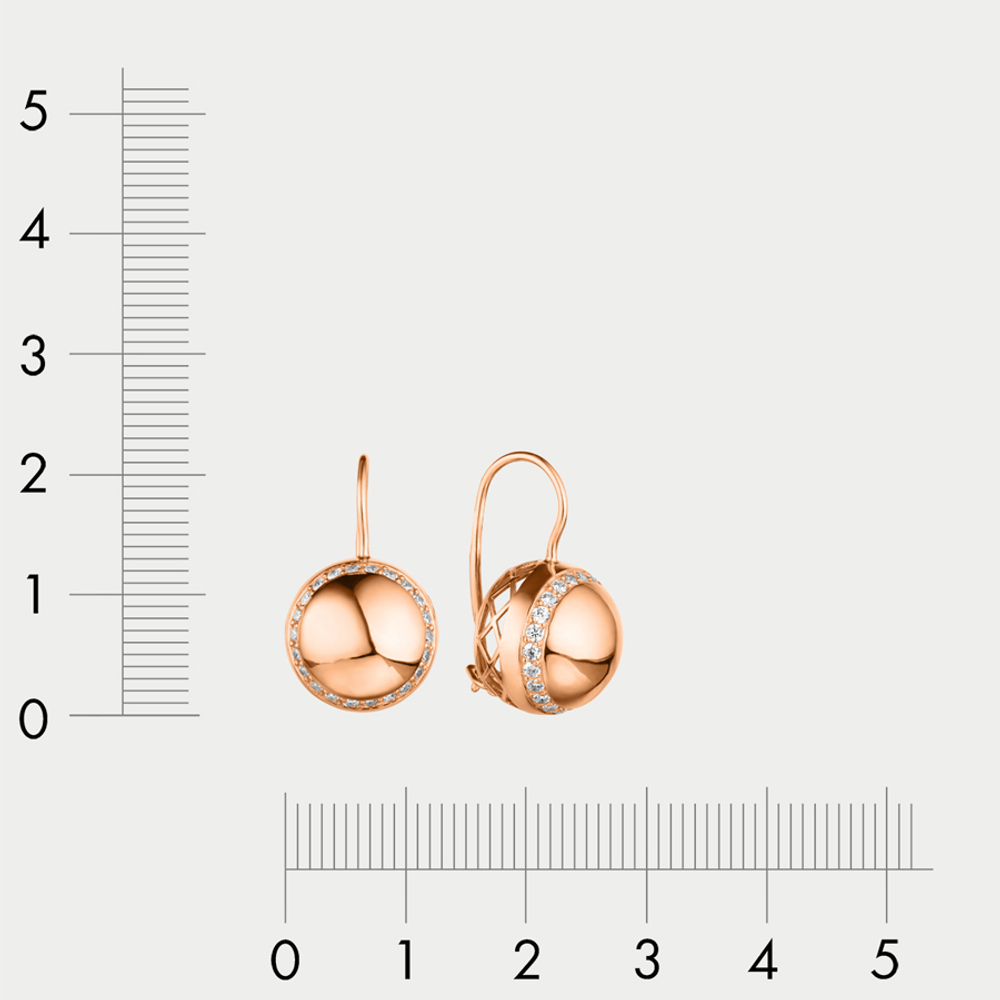 Серьги женские с фианитами из розового золота 585 пробы (арт. Сд2845)