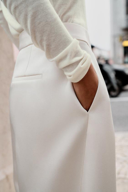 ZARA БРЮКИ BARREL ИЗ АТЛАСА, ЭКРЮ