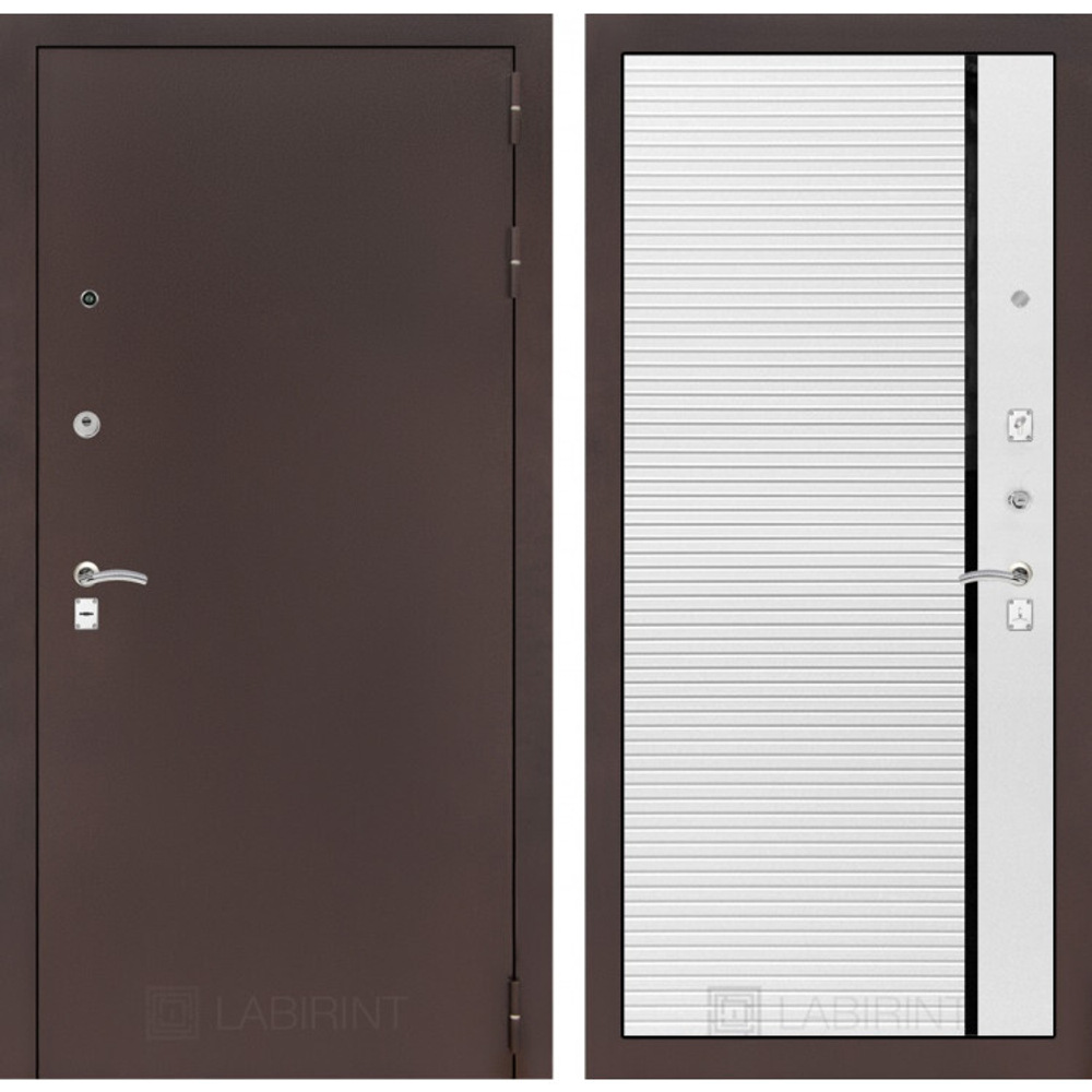 Дверь входная Лабиринт CLASSIC антик медный 22 Белый софт металлическая