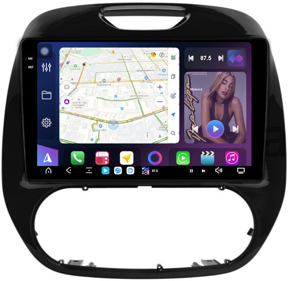 Магнитола для Renault Kaptur 2016-2022 - FarCar GX733M монитор 9.5" 2K QLED на Android 14, TS20, 6+128Гб, CarPlay, 4G SIM-слот