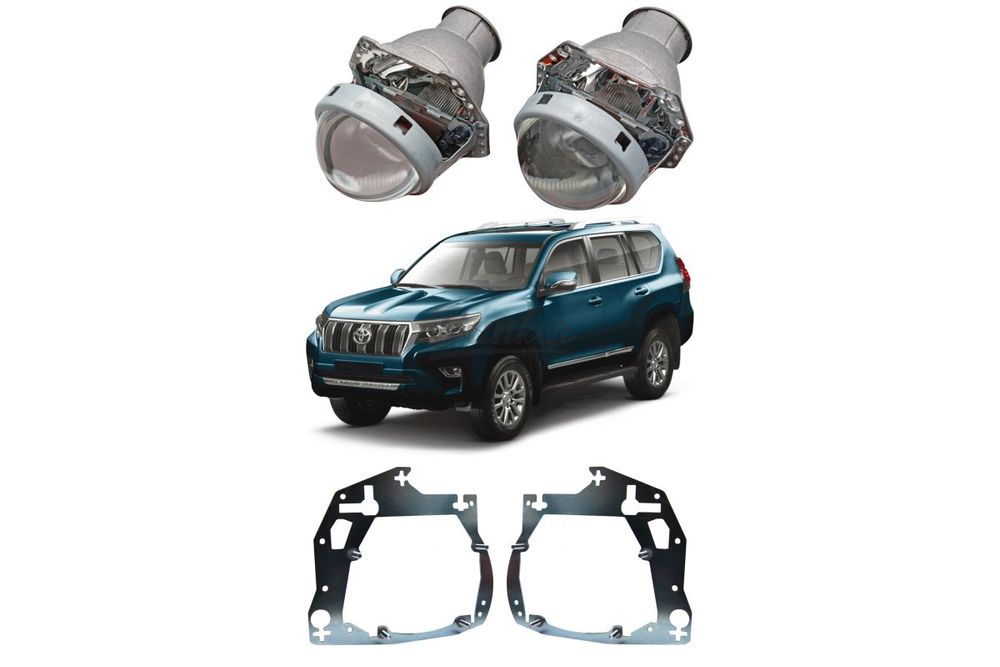 Готовый комплект для замены штатных линз Toyota Land Cruiser Prado 150 2-й рестайлинг 2017-2020 LED