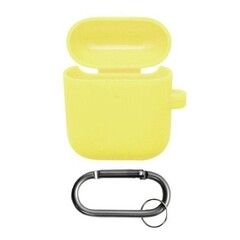 Силиконовый чехол с карабином ультратонкий для Airpods 1, 2 Hang Case (Желтый / Yellow)