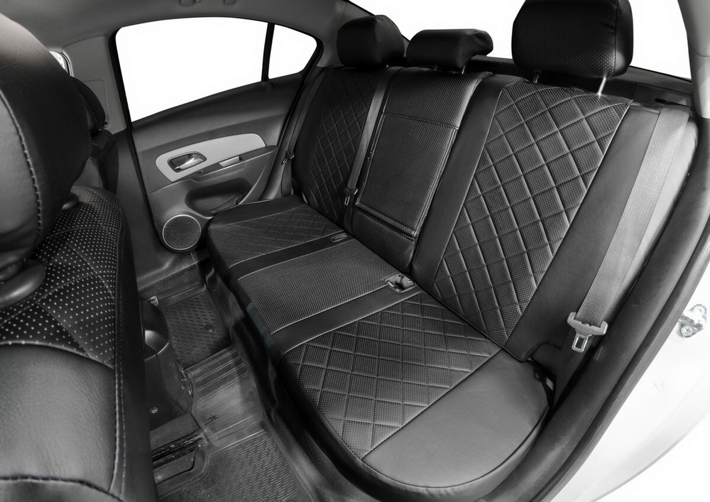 Авточехлы Rival Ромб (зад. спинка 40/60) для сидений Toyota Camry XV70 седан 2018-2021 2021-н.в., эко-кожа, черные, SC.5710.2