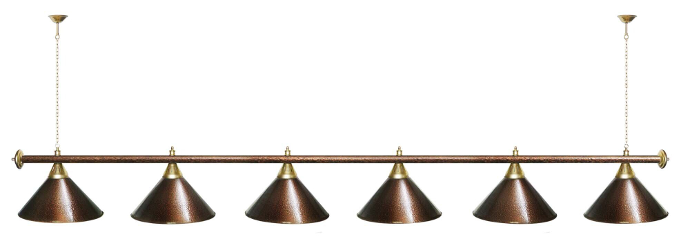 Лампа STARTBILLIARDS 6 пл. (плафоны зеленые,штанга золотая,фурнитура золото)