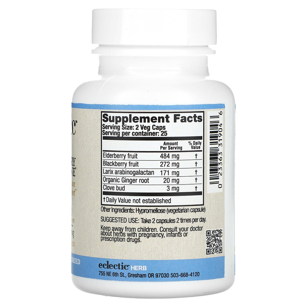 Eclectic Herb, сублимированная бузина для иммунитета, 475 мг, 90 растительных капсул (237 мг в 1 капсуле)