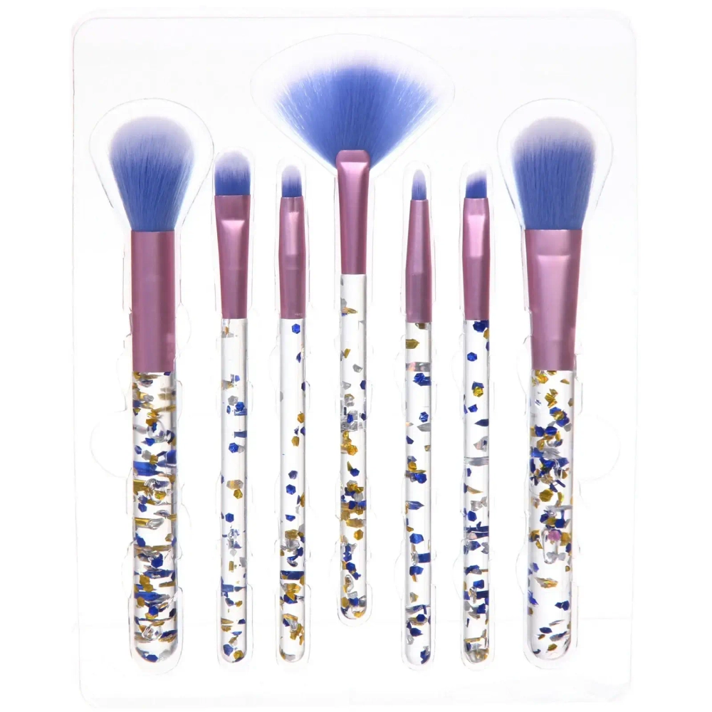 Кисти для макияжа 7шт «ДИ МАРКО», синие блестки, 16*20см/19,5см