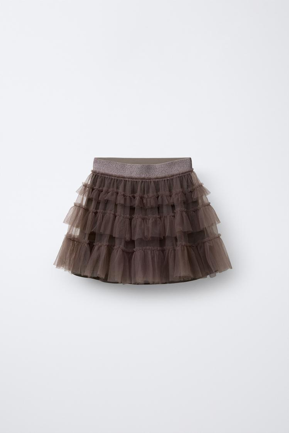 ZARA ЮБКА ИЗ ПОЛУПРОЗРАЧНОЙ ТКАНИ, КОРИЧНЕВЫЙ