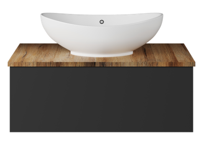 Тумба под раковину Misty Ива 80 подвесная (графит, дуб вотан)