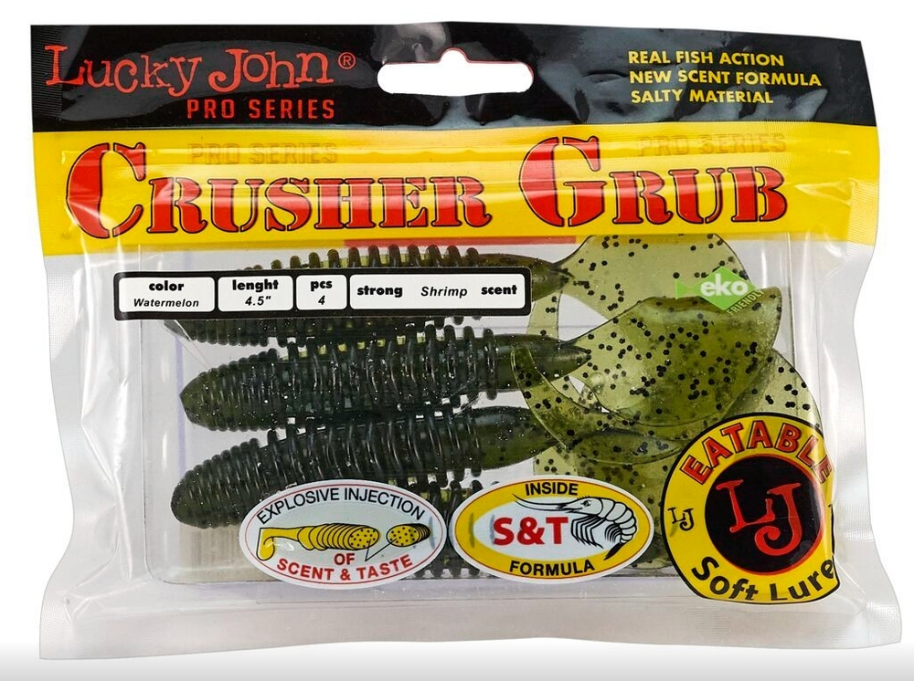 Силиконовая приманка LJ Pro Series CRUSHER GRUB 3.9in 10см #PA01 Watermelon