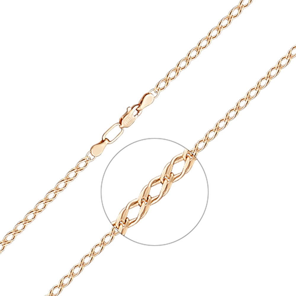 Браслет из красного золота с алмазной гранью (плетение «Двойной ромб»)