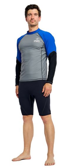 Футболка рашгард лонгслив Sargan Агидель UPF 50+ мужская серо-синяя роял-черный