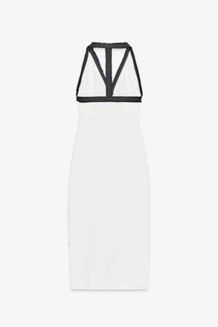 ZARA ЭЛАСТИЧНОЕ ПЛАТЬЕ ХАЛТЕР, БЕЛЫЙ