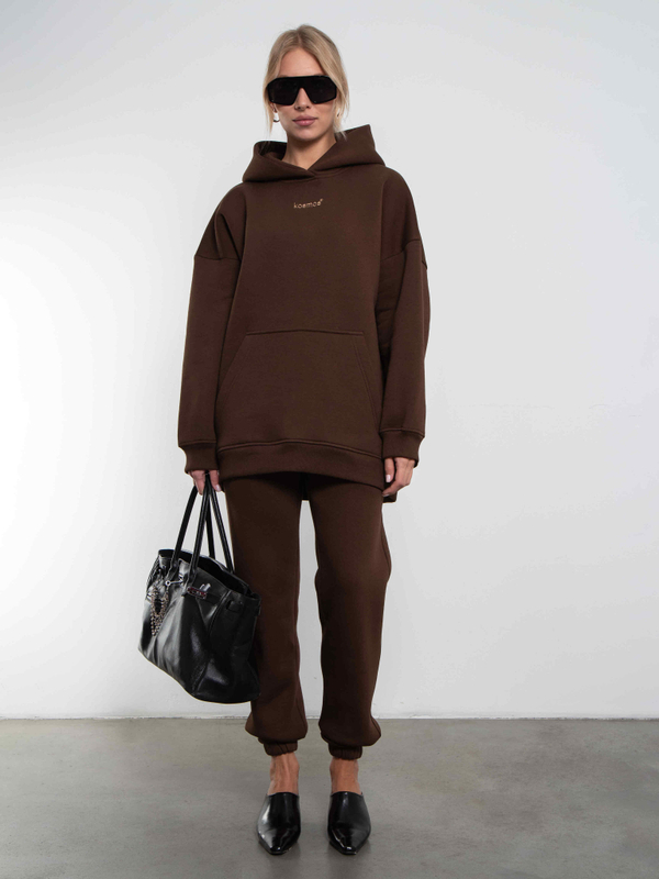 Брюки джоггеры женские коричневый с начесом