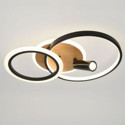 Светильник потолочный светодиодный ЭРА Модерн Rondo CLL-1 85W 3K-6,5K RC BK с ДУ черный-дерево | Светильники SPB-6 с ДУ