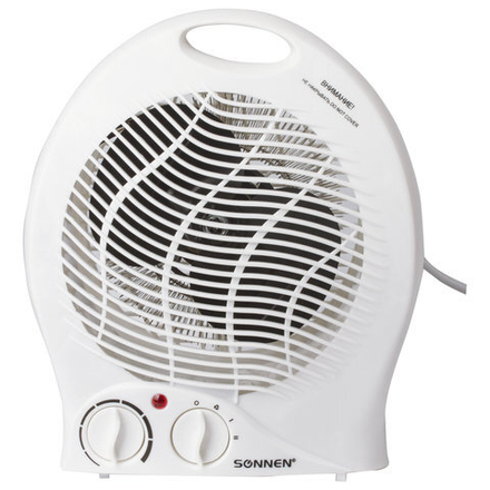 Тепловентилятор SONNEN F-200, 1000/2000 Вт, 2 режима работы, белый