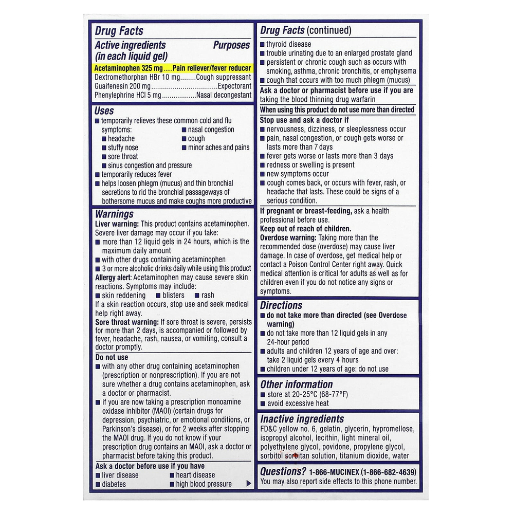 Mucinex, Fast-Max, простуда и грипп, максимальная сила действия, для детей от 12 лет, 16 жидких капсул