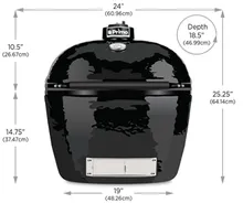 Керамический угольный гриль Primo Oval 300 (Family), 38х56 см, на столе с боковыми композитными столешницами