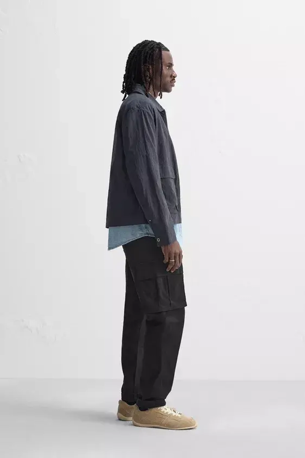 ZARA БРЮКИ КАРГО RELAXED FIT, ЧЕРНЫЙ