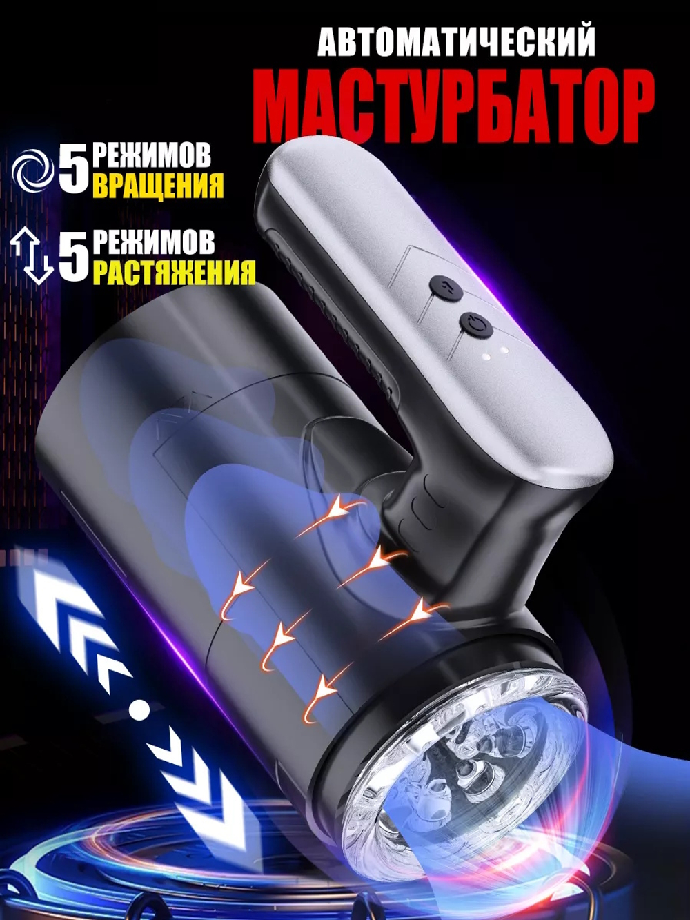Автоматический сквозной мастурбатор с движением и вращением