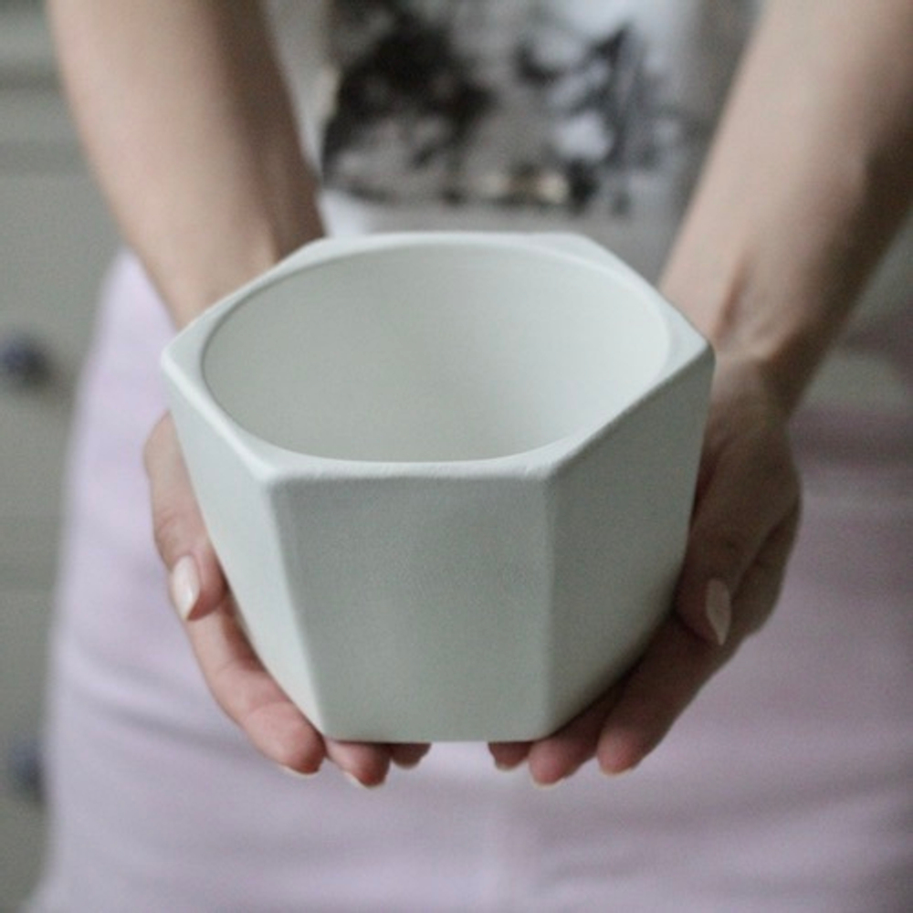 Кашпо Белое Шестиугольник