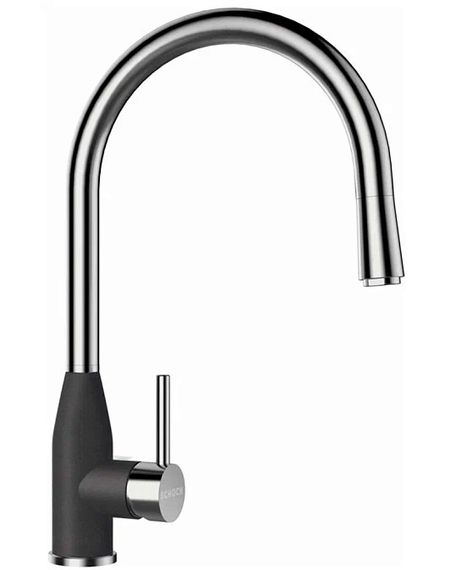 Смеситель SCHOCK Kavus-D, Cristalite, выдвижной излив сталь/баварский камень