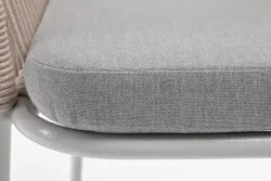 "Лион" стул плетеный из роупа, каркас из стали светло-серый (RAL7035) муар, роуп бежевый круглый, ткань светло-серая