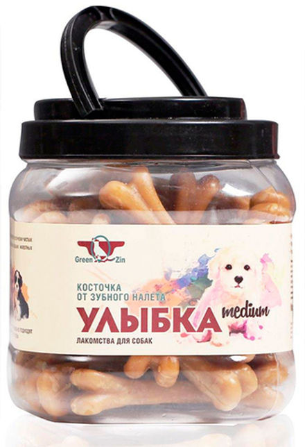 Лакомство GREEN QZIN "Улыбка Medium" для собак, сушеные жевательные косточки, 750 гр (27 шт)