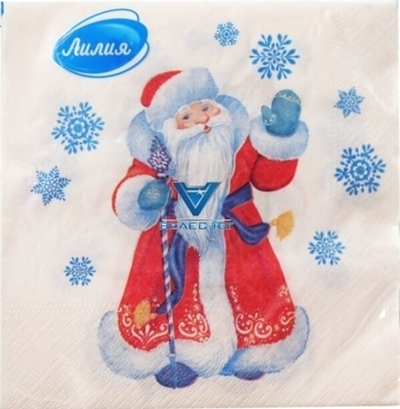 Салфетки бумажные Лилия 33х33"Морозко» 2сл 20л