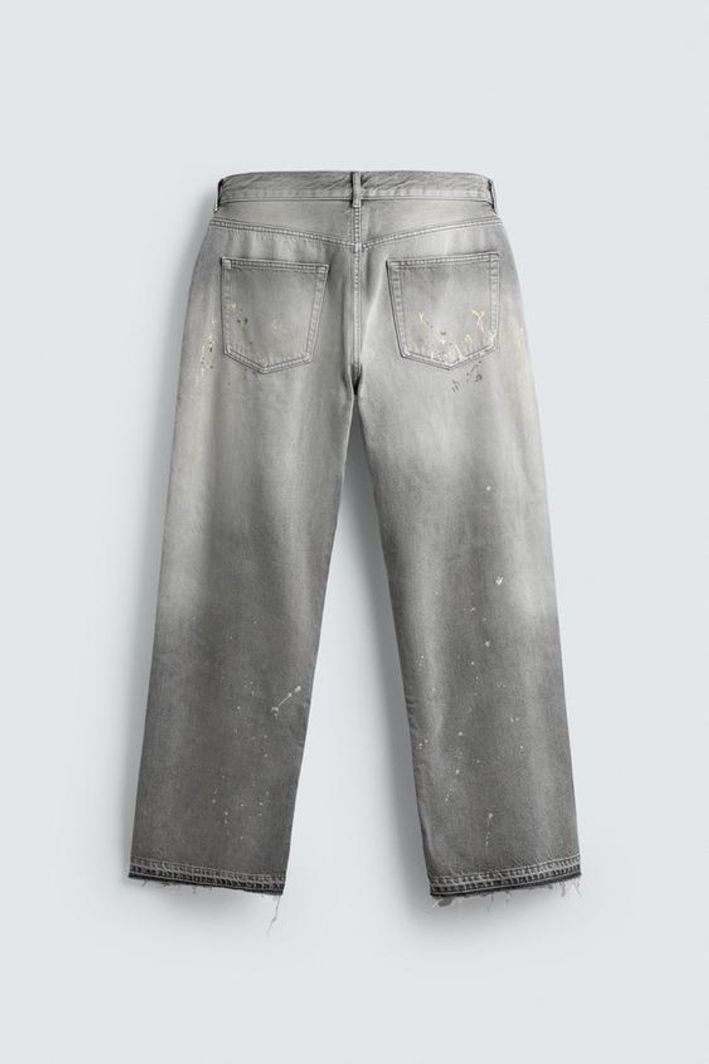 ZARA ДЖИНСЫ СВОБОДНОГО КРОЯ С БРЫЗГАМИ, СЕРЫЙ