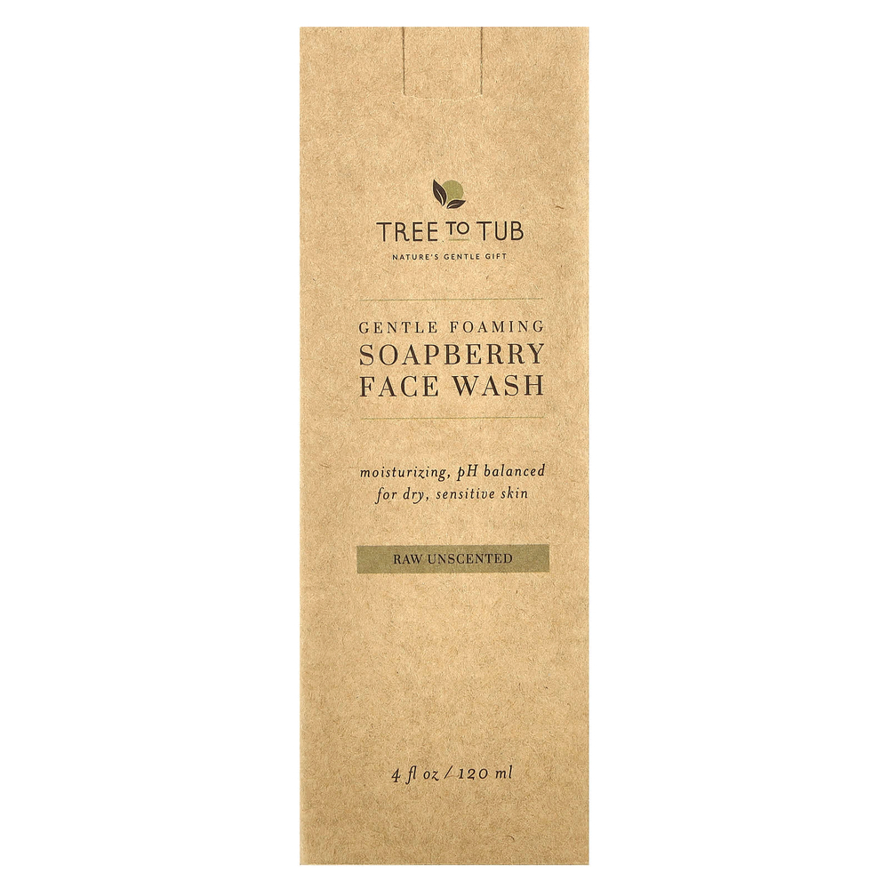 Tree To Tub, Нежная пенка для умывания Soapberry, для сухой, чувствительной кожи, без запаха, 120 мл (4 жидк. Унции)
