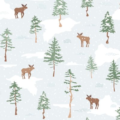 Лоси в зимнем лесу