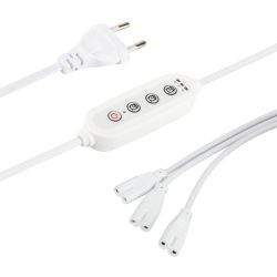 Разветвитель сетевой для линейных светильников ЭРА 3х IEC C7 2pin+timer на 3 точки с таймером 4, 8, 12H 2 м | Аксессуары для фито светильников