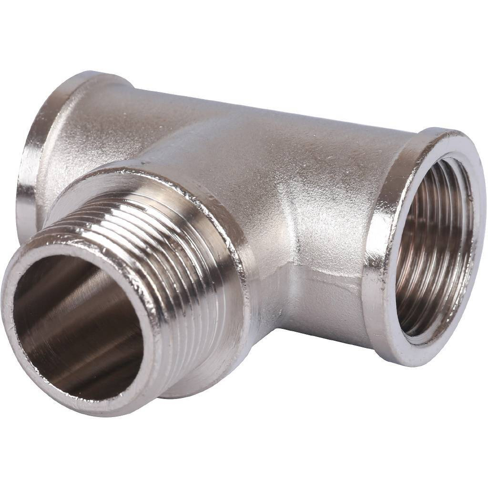 Тройник STOUT никелированный 3/4" ВР/НР/ВР