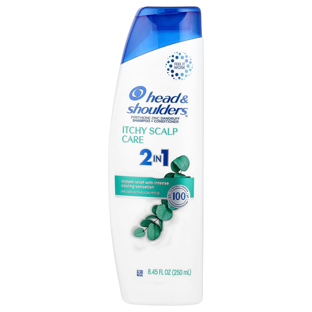 Head & Shoulders, Средство для защиты от зуда кожи головы, шампунь и кондиционер 2 в 1, с эвкалиптом, 250 мл (8,45 жидк. унц.)