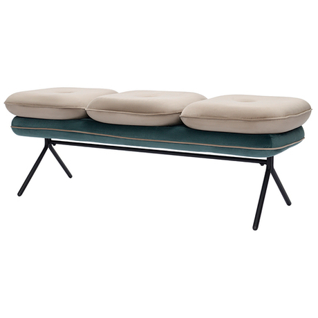 Банкетка Bergenson Bjorn Pea, велюр, бежевая/сине-зеленая