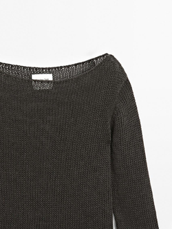 Massimo Dutti Длинный вязаный свитер - Limited Edition, коричневый