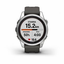 Garmin FENIX 7S PRO Solar 42 мм серебристый с черным силиконовым ремешком (010-02776-01)