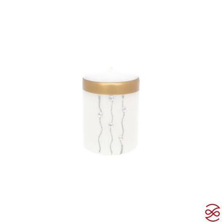 Свеча Adpal Gold ring 10/7 см лакированный белый