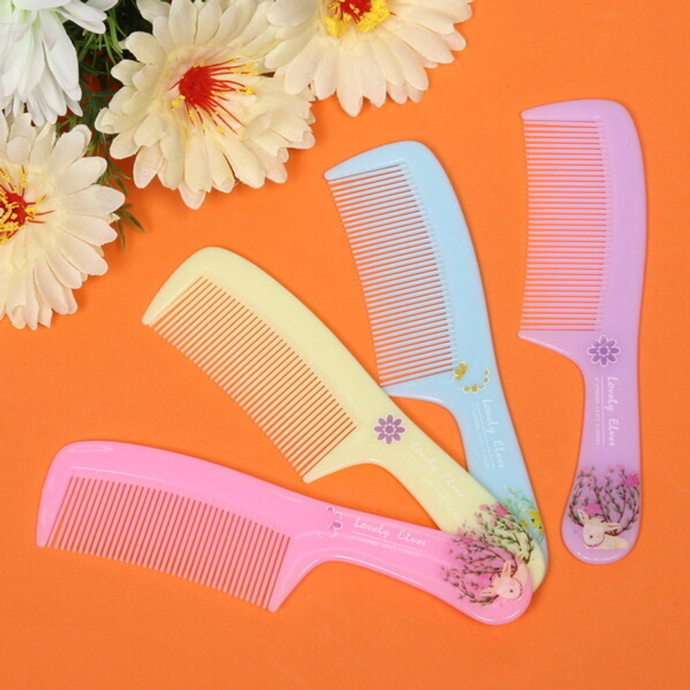 Расческа классическая с ручкой «Luxury hair- Нежные цветы», микс 4 цвета, 19,8*4,8см