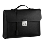 LOUIS VUITTON Soft Taurillon Leather Portable Briefcase Men"s Black