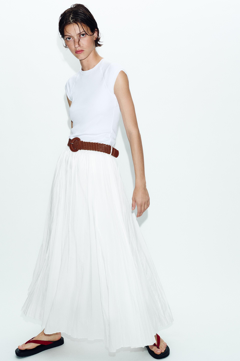 ZARA ФУТБОЛКА С ЭФФЕКТОМ ПОТЕРТОСТИ И РЕГЛАНОМ, БЕЛЫЙ