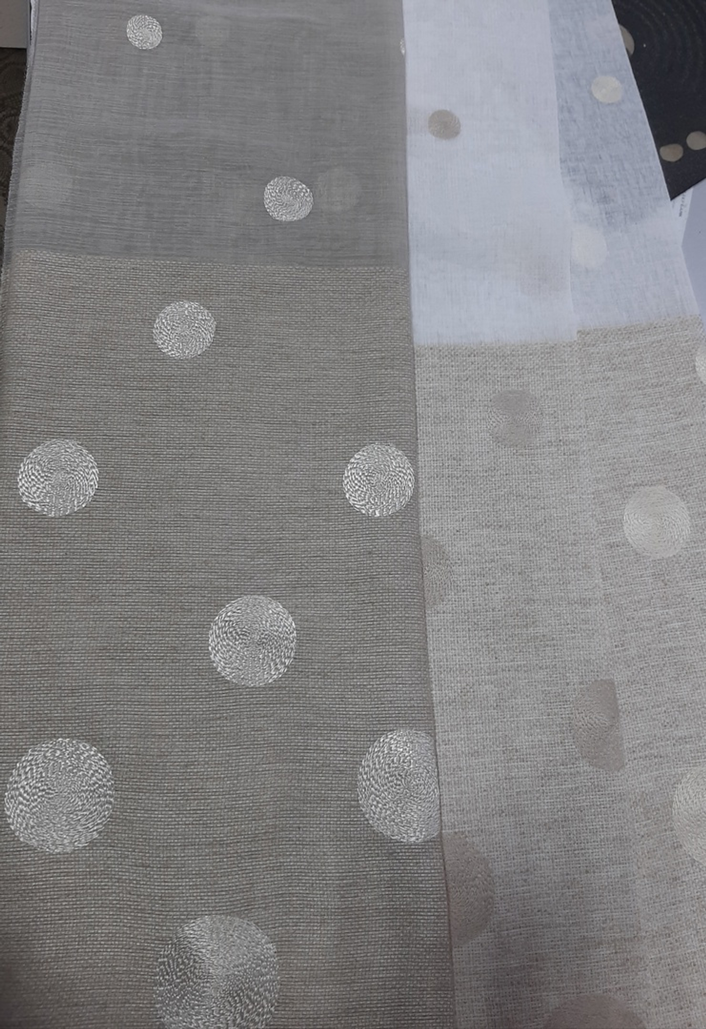 🌀Тюль -под тонкий лён с купоном и вышитыми шарами "Ньюкасл"🌀